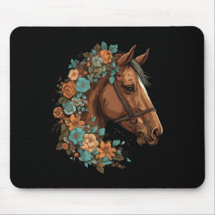 Tapis De Souris Cheval équestre Portrait Western Cowgirl Horsebac