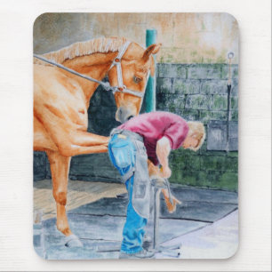 Tapis De Souris Cheval et maréchal-ferrant
