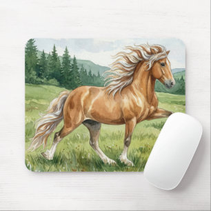 Tapis De Souris Cheval islandais Elska aquarelle paysage