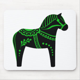 Tapis De Souris Cheval noir/vert folklorique de Dala, frison