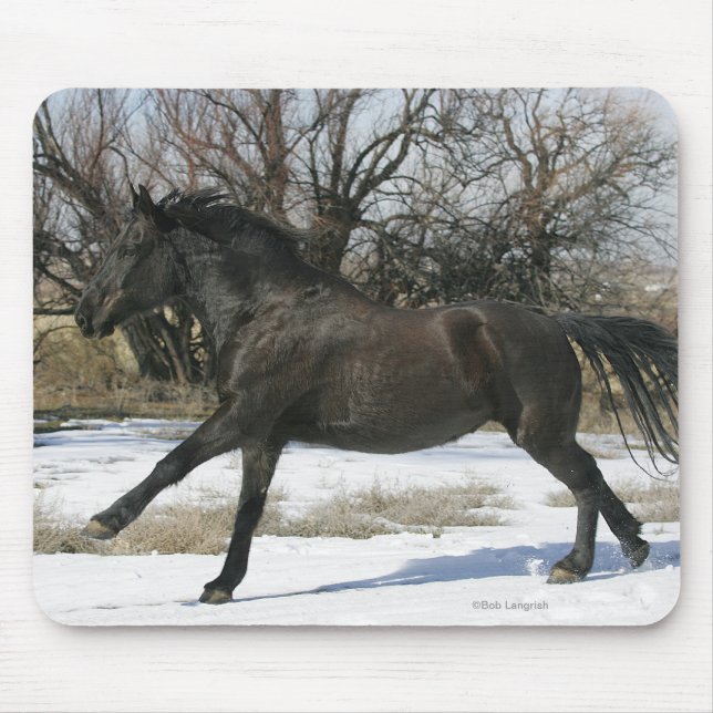 Tapis De Souris Cheval sauvage de mustang dans la neige 2 (Devant)