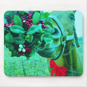 Tapis De Souris Cheval Turquoise Mistletoe de Noël