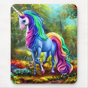 Tapis De Souris Cheval Unicorne coloré dans la forêt-46567