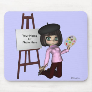 Tapis De Souris Chevalet Mousepad de fille d'artiste