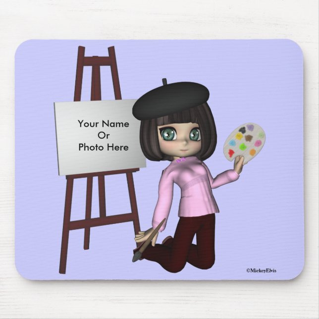 Tapis De Souris Chevalet Mousepad de fille d'artiste (Devant)