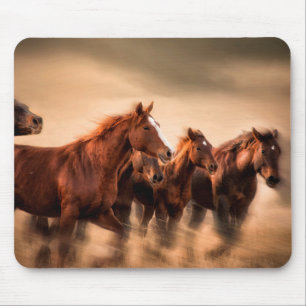 Tapis De Souris Chevaux au galop, flou et crinières au vent