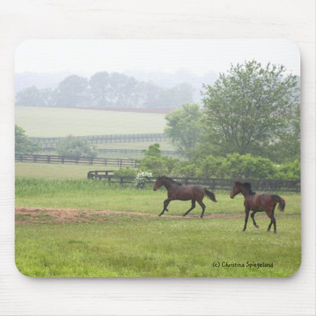 Tapis De Souris Chevaux de matin courant Mousepad (Devant)