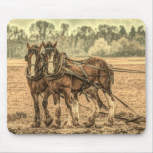 Tapis De Souris Chevaux d'élevage d'animaux de ferme primitifs de 