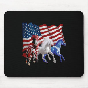 Tapis De Souris Chevaux États-Unis Drapeau américain Cheval