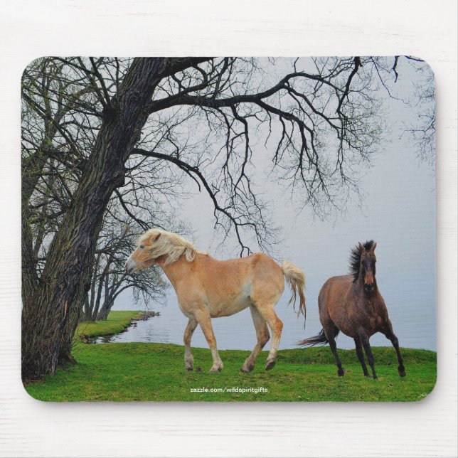 Tapis De Souris Chevaux Jouer par Lac Animal Art Mousepad (Devant)