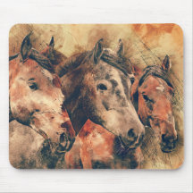 Chevaux Peinture d'aquarelle artistique