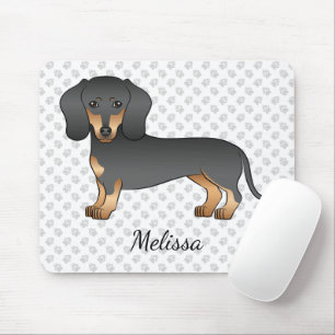Tapis De Souris Cheveux courts Noir Et Tan Dachshund Mignet Chien 