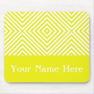 Tapis De Souris Chevron au diamant citron avec nom personnalisé