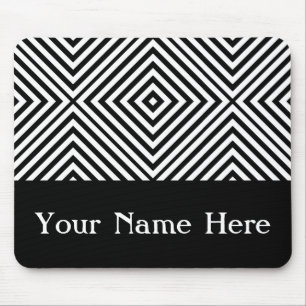 Tapis De Souris Chevron Diamond noir avec nom personnalisé