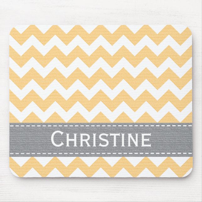 Tapis De Souris Chevron jaune et gris Mousepad rayé (Devant)
