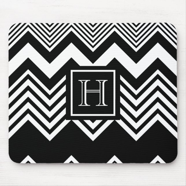 Tapis De Souris Chevron noir et blanc (Devant)