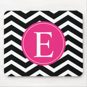 Tapis De Souris Chevron rose noir personnalisé