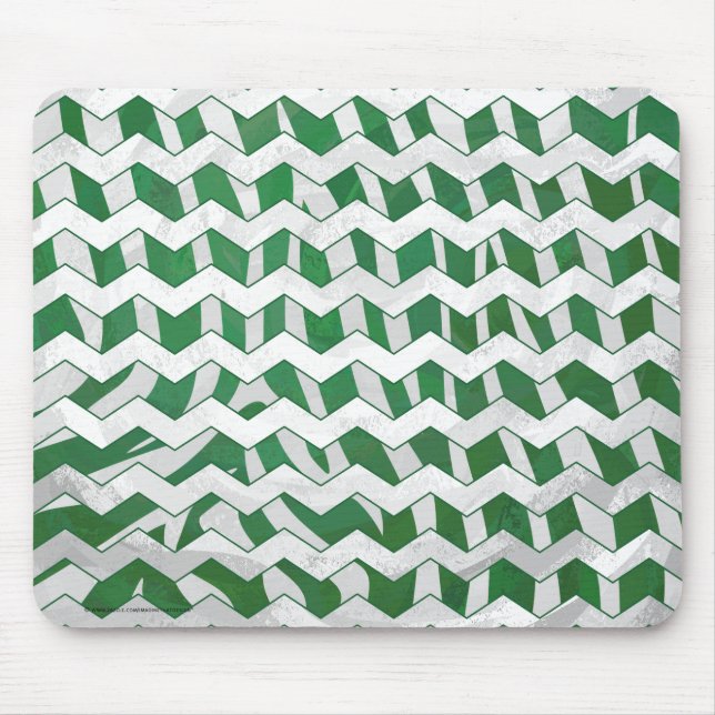 Tapis De Souris Chevron Zebra Green et White Print (Devant)