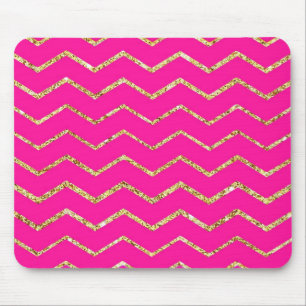 Tapis De Souris chevron zig zag heureux rose or parties scintillan
