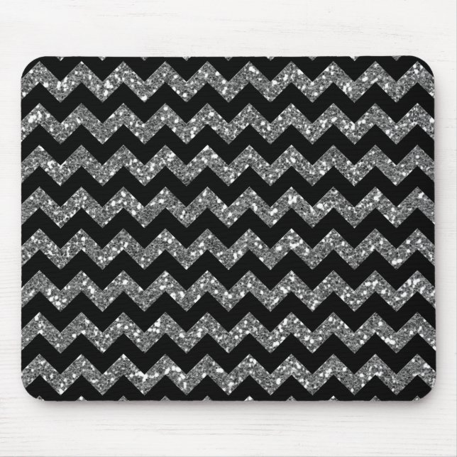 Tapis De Souris Chevrons élégants modernes sur le noir (Devant)