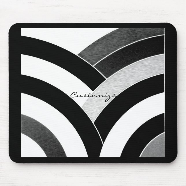 Tapis De Souris chevrons modernes et chics en noir/blanc (Devant)