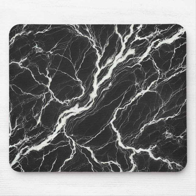 Tapis De Souris Chic Black & Marbre blanc Look Glamor (Devant)