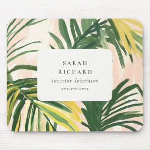 Tapis De Souris Chic Boho Blush Green Tropical Palm Plage Feuille