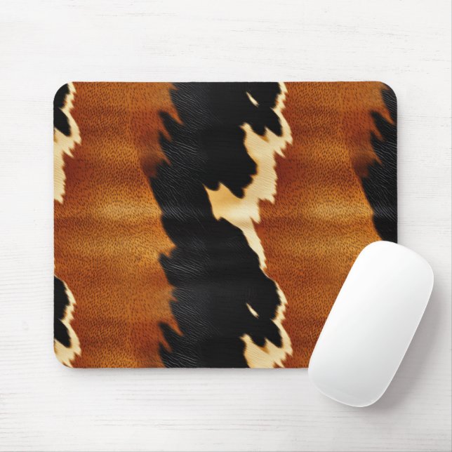 Tapis De Souris Chic Brown Black Cream Western Cowhide (Avec souris)