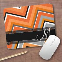Chic Chevron Motif noir gris orange monogramme