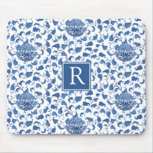 Tapis De Souris Chic Chinoiserie Vintage Bleue Et Blanche Classiqu