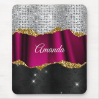Chic faux argent parties scintillant Fuchsia noir
