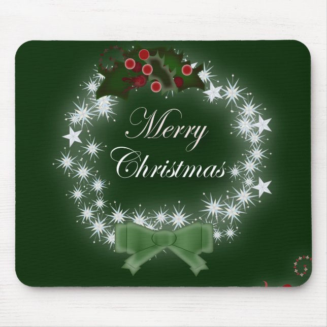 Tapis De Souris Chic Happy Holiday couronne moderne de noël (Devant)