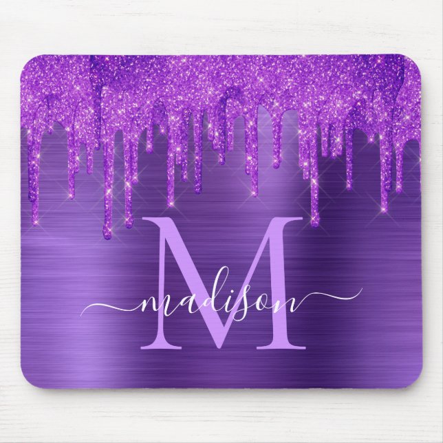 Tapis De Souris Chic Purple Parties scintillant de séchage brosse  (Devant)