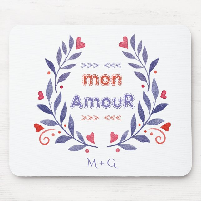 Tapis De Souris Chic Wreath Mon Amour Typographie Saint-Valentin (Devant)