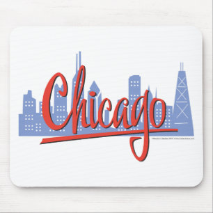 Tapis De Souris Chicago Skyline de la ville venteuse