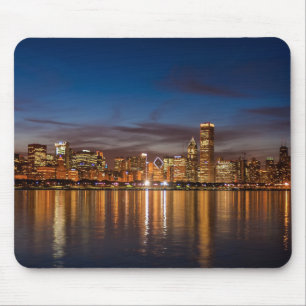 Tapis De Souris Chicago Skyline La Nuit