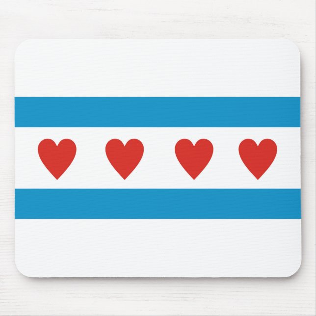 Tapis De Souris chicago ville amour drapeau coeurs usa états-unis  (Devant)