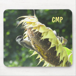 Tapis De Souris Chickadee Manger des graines de tournesol