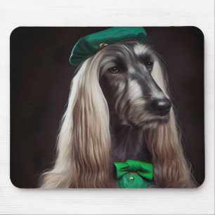 Tapis De Souris Chien Afghan en tenue de la Saint-Patrick