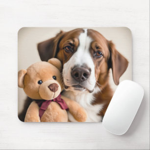 Tapis De Souris Chien avec ours en peluche