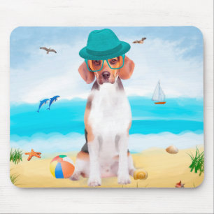 Tapis De Souris Chien beagle Sur La Plage
