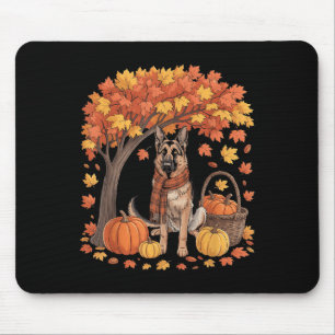 Tapis De Souris Chien Berger Allemand Écharpe d'automne Citrouille