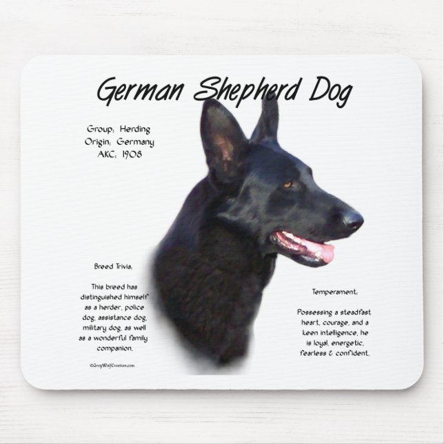 Tapis De Souris Chien berger allemand (noir) Conception de l'histo (Devant)