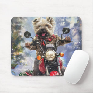 Tapis De Souris Chien Cairn Terrier à moto Noël