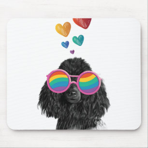 Tapis De Souris Chien Caniche avec la Saint-Valentin coeurs 