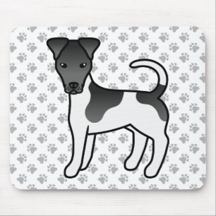 Tapis De Souris Chien Caricature de Renard Lisse Noir Et Blanc