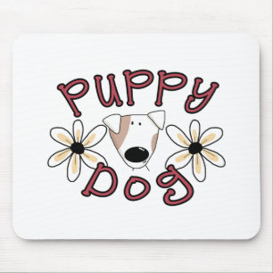 Tapis De Souris Chien chiot à fleurs