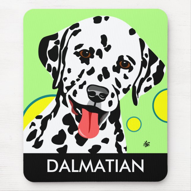 Tapis de souris chien dalmatien heureux (Devant)