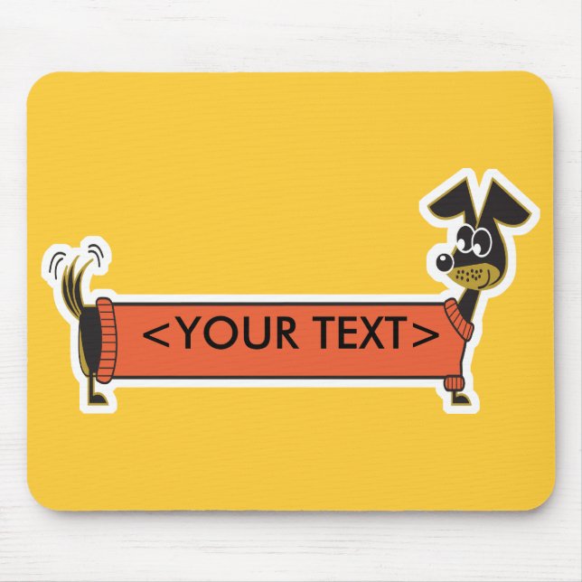 Tapis De Souris Chien Daschund personnalisable,<YOUR TEXT> (Devant)