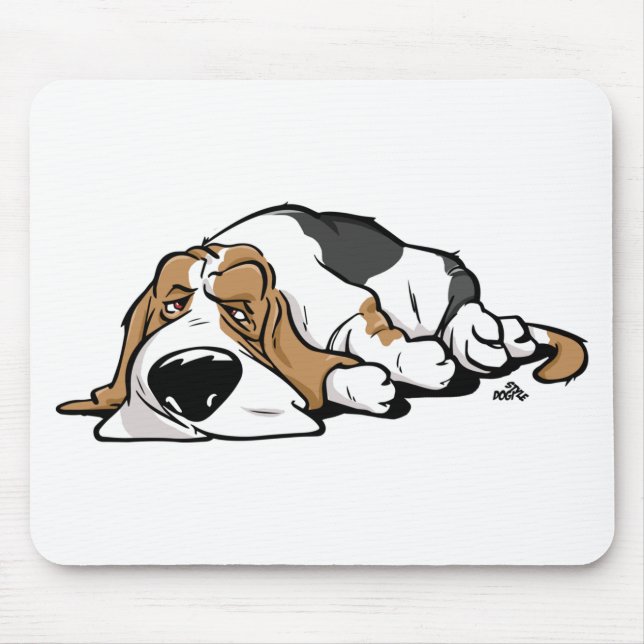 Tapis De Souris Chien de bande dessinée de Basset Hound (Devant)